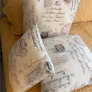 Pillow Perfect Script Print Throw Pillows - Cream and Brown